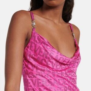 Versace crystal mini dress fuchsia pink